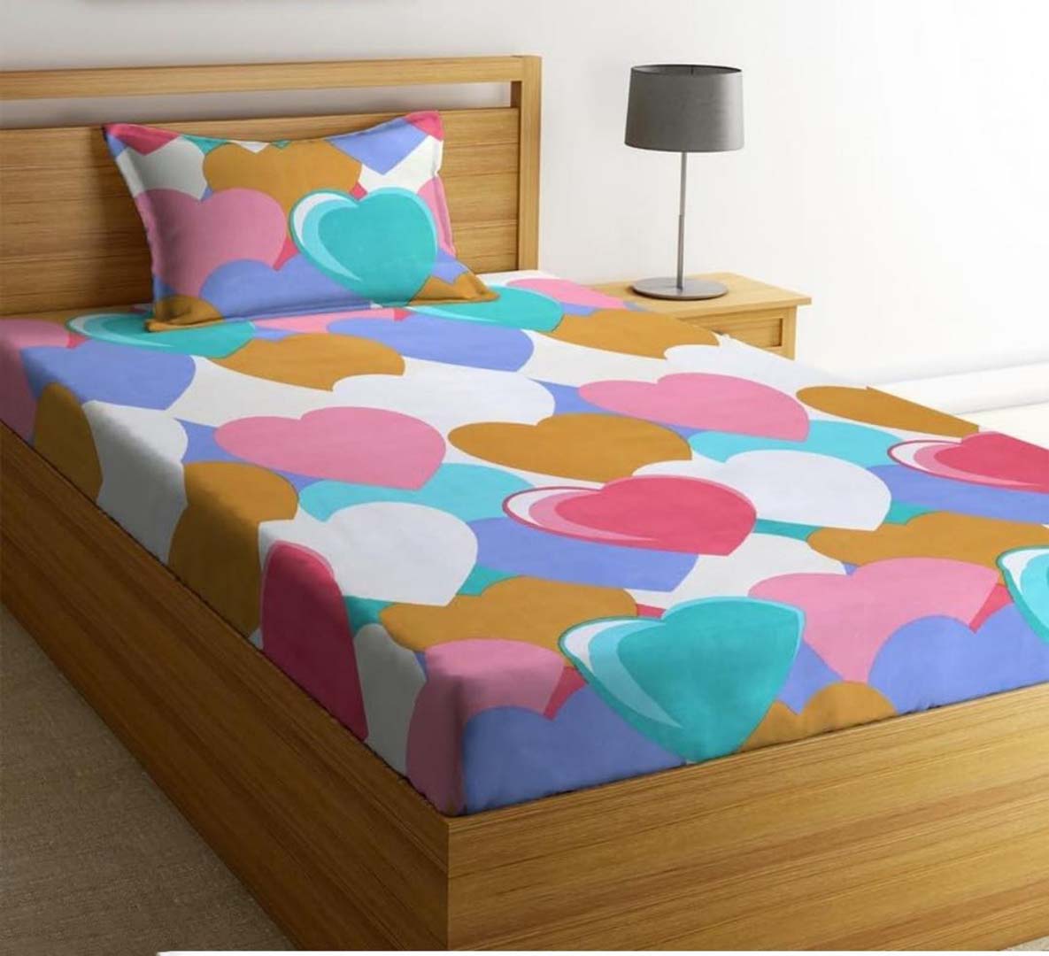 Glace Cotton (78x72 Inch) Double Size Bedsheet With 2 Pillow Cover in Multicolor Image 2
