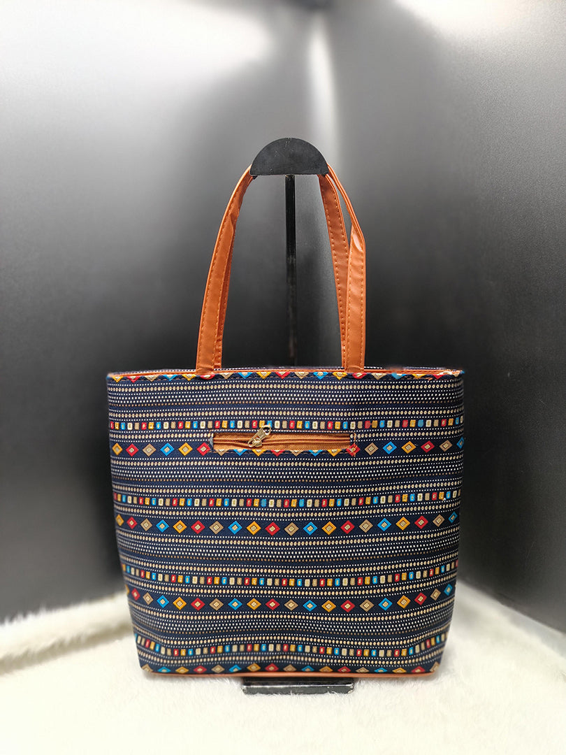 Handbag For Women And Girls Stylish Multicolor Fabric Bag Image 2