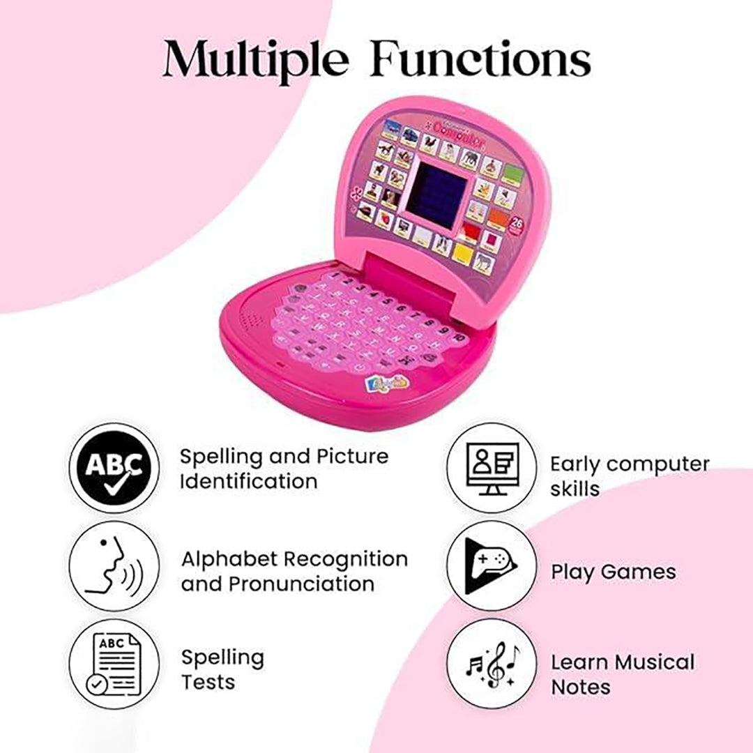 Battery Not Included Educational Learning Laptop Toy With Led Display And Music Effect Babiesgirlsboystoddlers Pink Color Power Source 3Xaa Battery Image 4