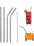 Eco Friendly Reusable Stainless Steel Straws Set 4 Pcs 2 Bent 2 Straight With Cleaning Brush Suitable For 20 Oz 30 Oz Tumblers Bpa Free Metal Drinking Straws Image 1
