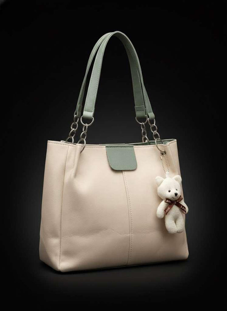 Handbag For Women And Girls Stylish Beige PU Leather Bag Image 1