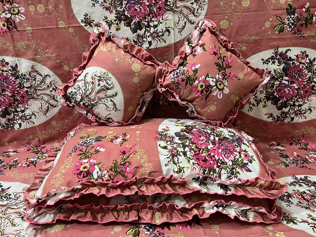 Cotton (90x100 Inch) Double Size Bedsheet With 2 Pillow Cover in Multicolor Image 1