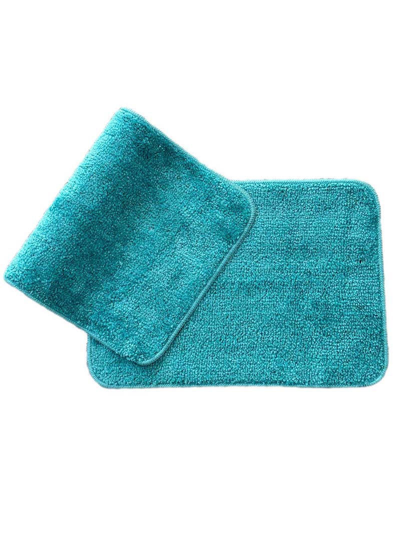 Microfiber Anti-Slip Doormat for Home & Bathroom Entrance Sky Blue Rectangular Mat (40x60 cm) 2 Pcs Image 4