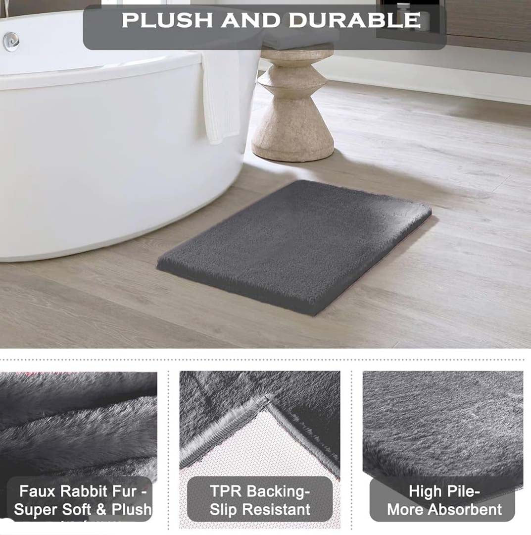 Microfiber Anti-Slip Doormat for Home & Bathroom Entrance Grey Rectangular Mat (40x60 cm) Image 3