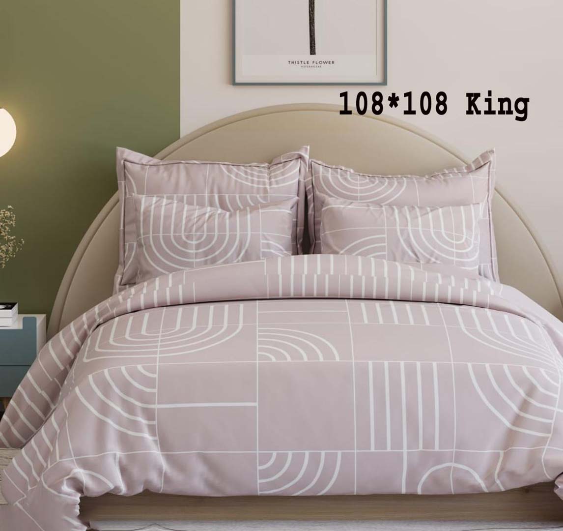 Cotton Feel Fabric (108x108 Inch) Double Size Bedsheet With 2 Pillow Cover in Light Pink Color Image 1
