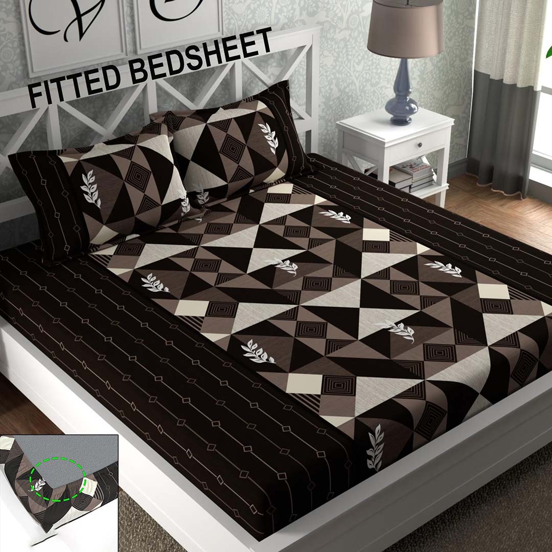 Microfiber (88x90 Inch) Double Size Bedsheet With 2 Pillow Cover in Multicolor Image 1