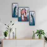 Saf Set Of 3 Radha Krishna With Couple Peacock Uv Textured Home Decorative Gift Item Self Adeshive Painting 12 Inch X 18 Inch Image 2