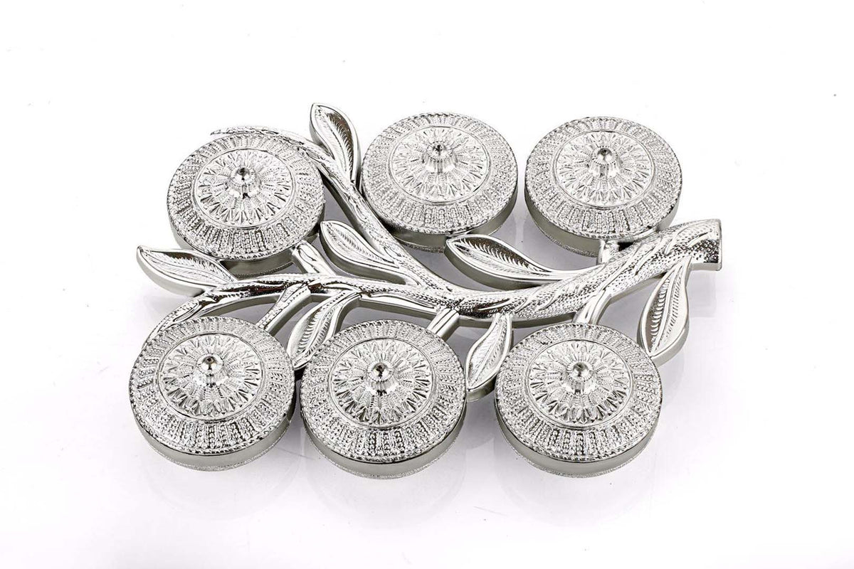 Multipurpose Tree Shape 6 Section Royal Design Silver Storagegift Box Dry Fruits Box Image 2