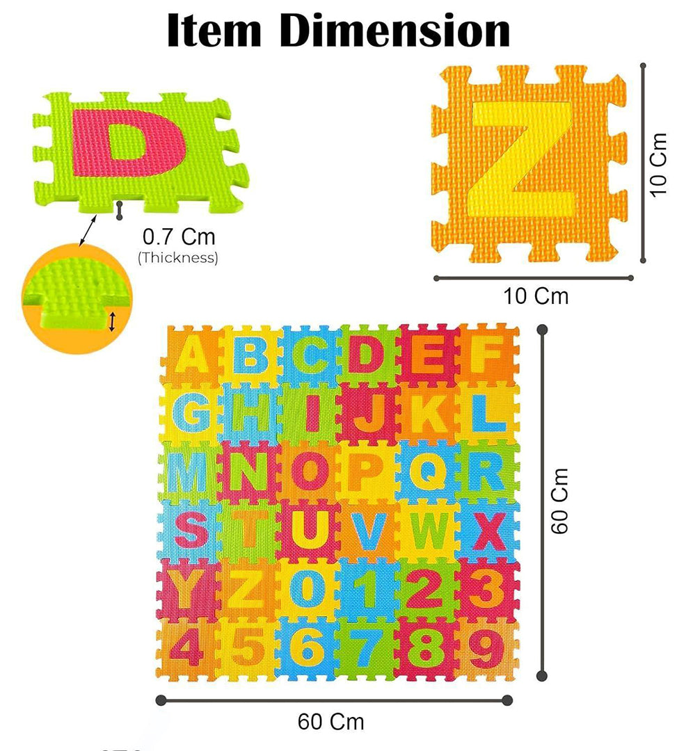 36 Pieces Mini Puzzle Foam Mat For Kids Interlocking Learning Alphabet And Number Mat For Kids Multi Color Image 3