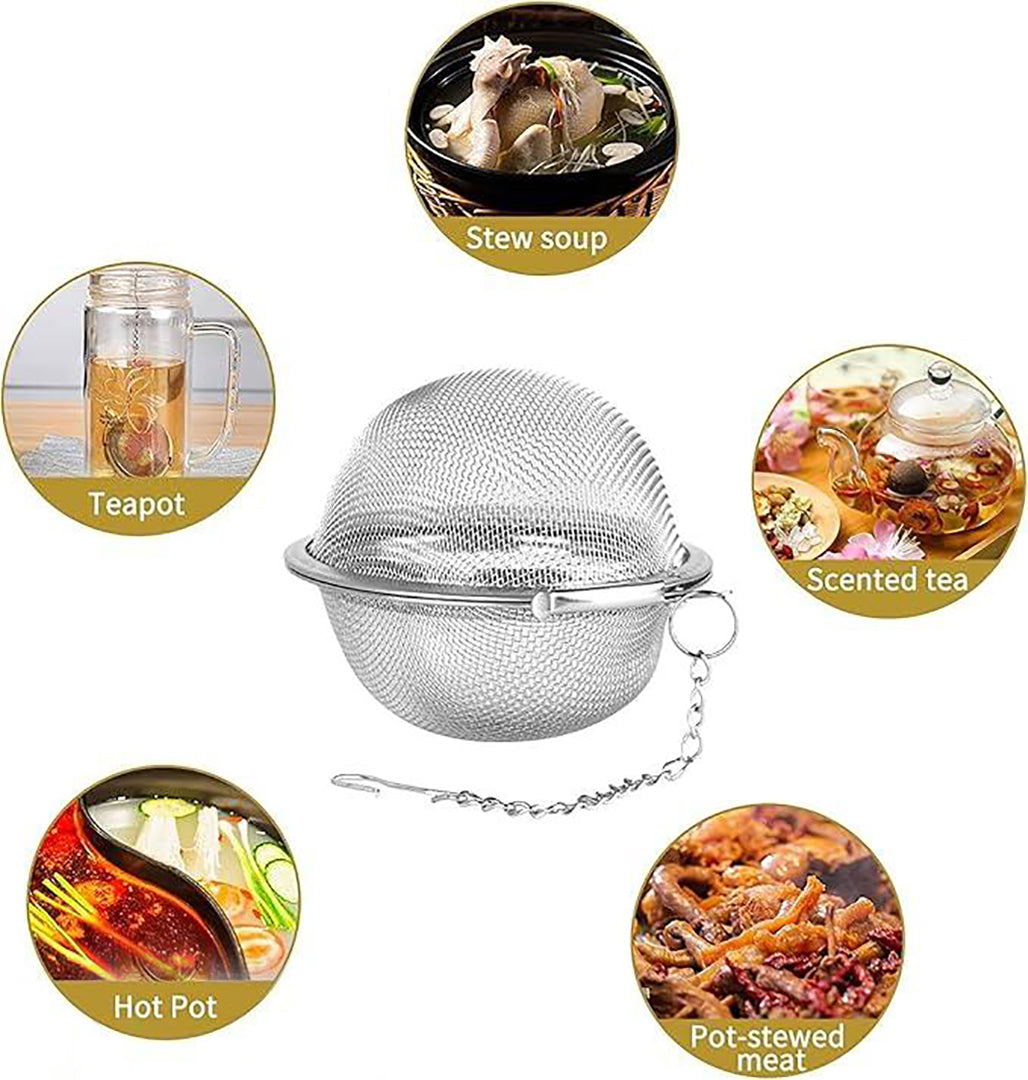 Kitchen Mesh Tea Ball 1 Pc Chai Filter With Hook Chain Image 2