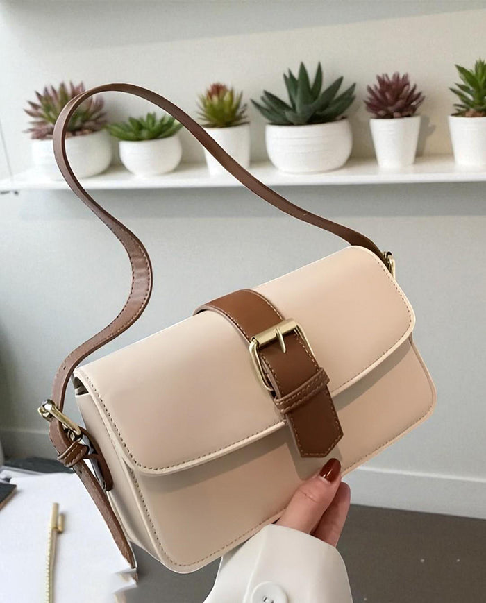 Handbag For Women And Girls Stylish Beige PU Leather Bag Image 1