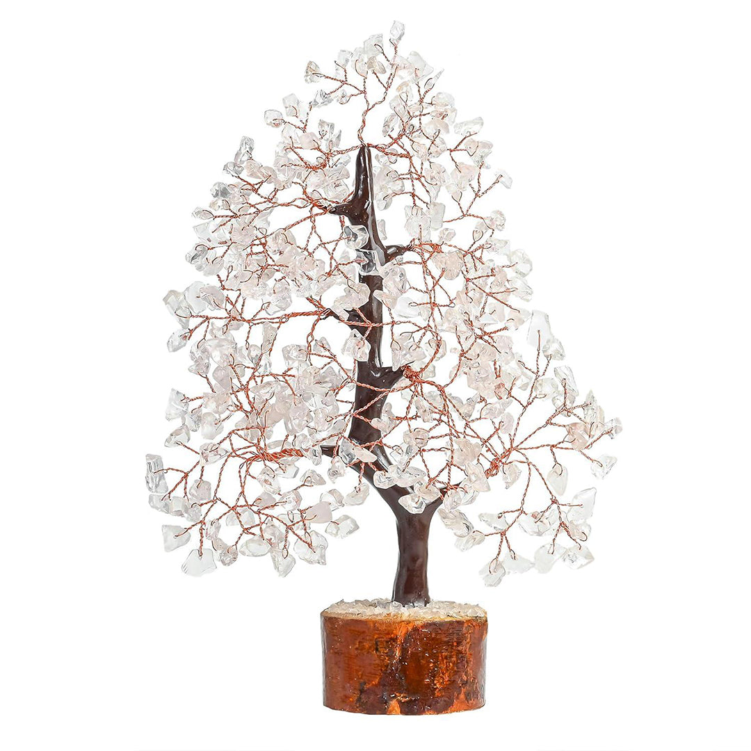 White Crystal Tree Good Luck Showpiece For Home Decor Items Crystals Gemstones Bonsai Money Tree For Good Luck Decoration Gift Item 10 12 Inch Clear Quartz Golden Wire200 Beads Image 1