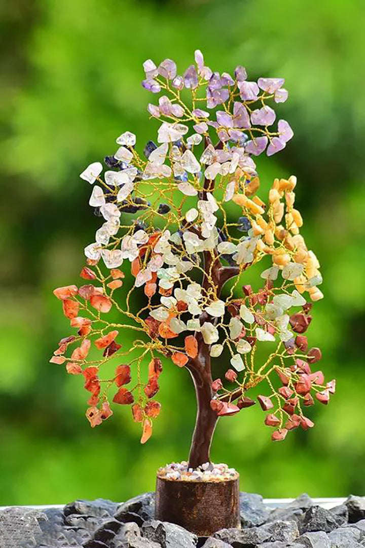 Seven Chakra Natural Healing Gemstone Crystal Bonsai Fortune Money Tree Wishing Tree Feng Shui Bonsai For Reiki Healing Chakra Stone Balancing Energy Generator Spiritual Meditation Gifts Home Office Image 3
