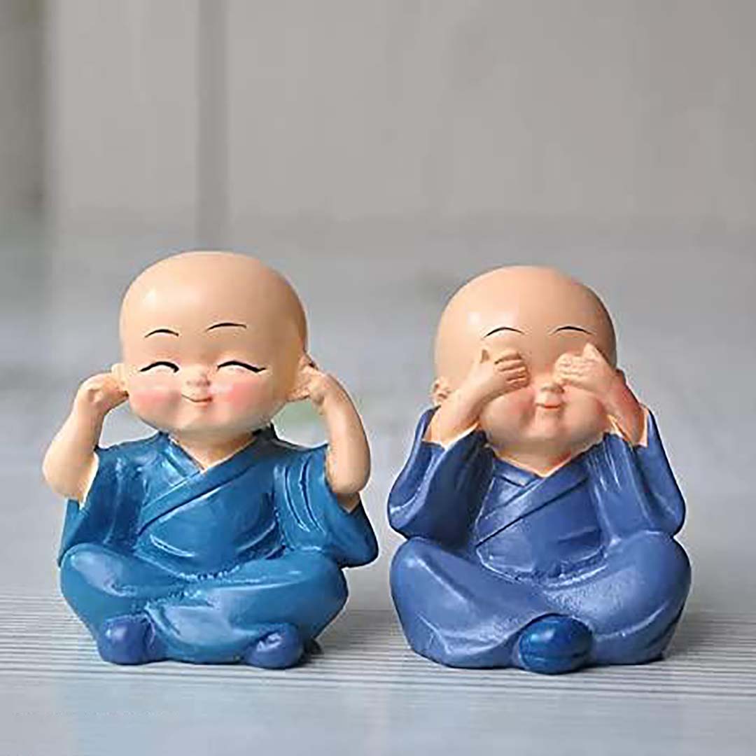 Pickartme Little Baby Monk Set Of 4 Monk Set Cartoon Little Monk Set Home Decor Car Dashboard Ornament Toy Home Gift Decorative Showpiece Image 2