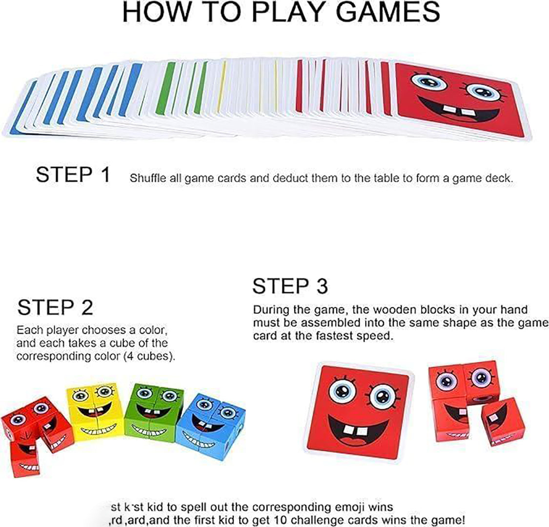 Changing Game Toy For Kids Smiley Face Emoji Cube For Kids Learning Educational Puzzles Emotion Change Toy Image 2