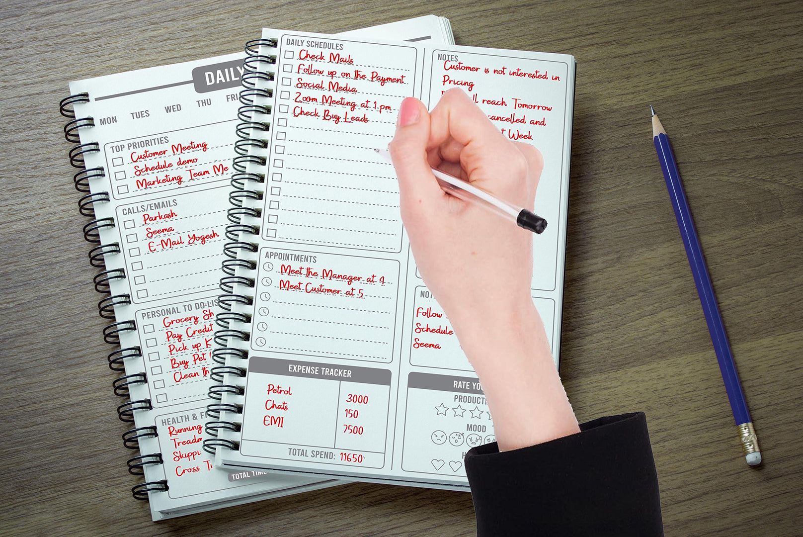 Daily Planner Undated Schedule Your Day Manage To Do List Goals Tracker Wellness Tracker Image 3
