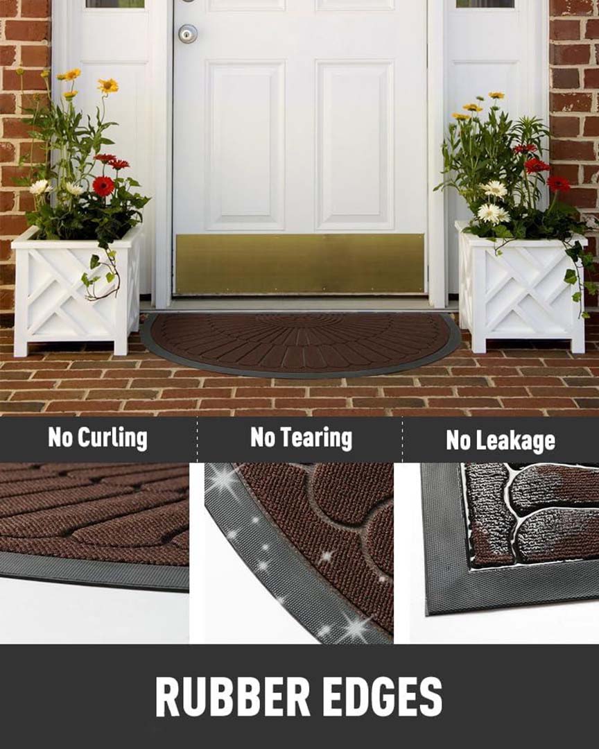 Rubber Anti-Slip Doormat for Home & Bathroom Entrance Brown Semi Circle Mat (40x60 cm) Image 3