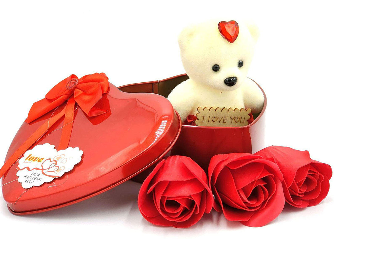 Red Teddy With Flower Image 2