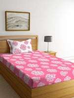 Cotton (60x90 Inch) Single Size Bedsheet With 1 Pillow Cover in Pink Color Image 1