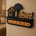 Wall Mounted Key Holder With 6 Stainless Hooks Wooden Home Design Key Organizer Image 1