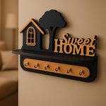 Wall Mounted Key Holder With 6 Stainless Hooks Wooden Home Design Key Organizer Image 1