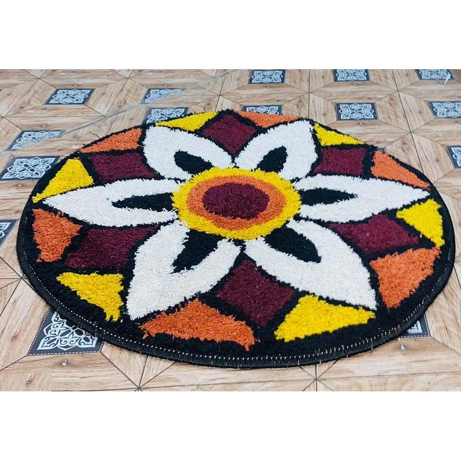 Cotton Anti-Slip Doormat for Home & Bathroom Entrance Mulicolor Round Mat (60 cm) Image 3