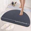 Rubber Anti-Slip Doormat for Home & Bathroom Entrance Grey Semi Circle Mat (2x3 Feet) Image 1