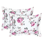 Polycotton (90x100 Inch) Double Size Bedsheet With 2 Pillow Cover in white & Pink Color Image 2