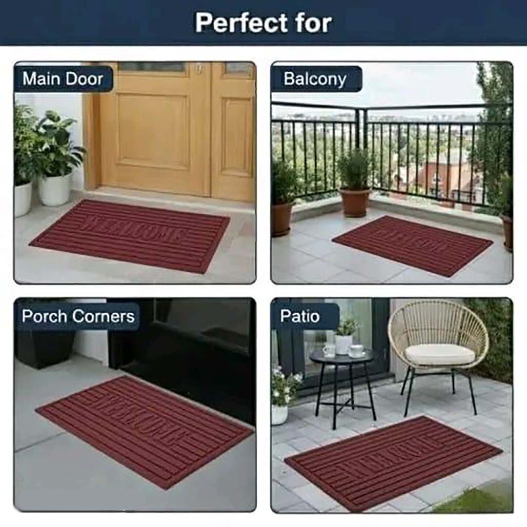 Rubber Anti-Slip Doormat for Home & Bathroom Entrance Red Rectangular Mat (38x58 cm) Image 3