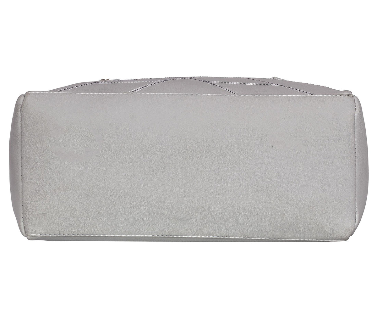 Handbag For Women And Girls Stylish grey Faux Leather/Leatherette Bag Image 2