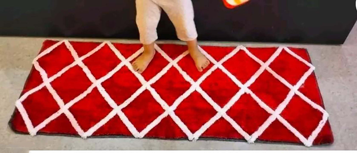 Microfiber Anti-Slip Doormat for Home & Bathroom Entrance Red Rectangular Mat (2x5 Feet) Image 2
