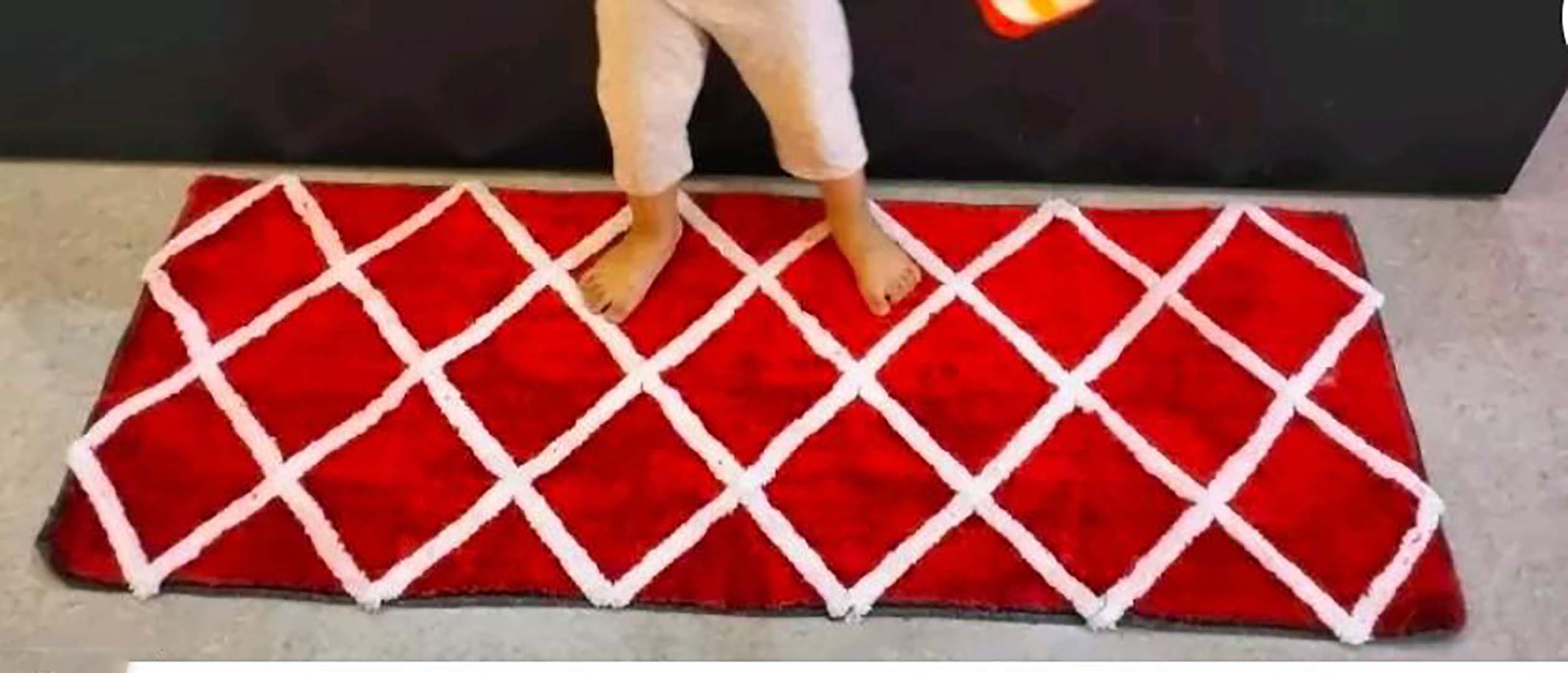 Microfiber Anti-Slip Doormat for Home & Bathroom Entrance Red Rectangular Mat (2x5 Feet) Image 2