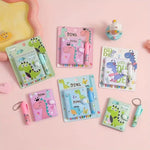Pack Of 4 Dinosaur Small Pocket Diary With Small Pen For Kids Stationery Set With Adventure Theme For Students Children Birthday Return Gift A7 Gift Set Ruled 60 Pages Designer Image 1