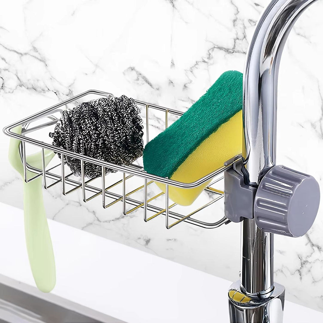 Kitchen Adjustable Sink Faucet Shelf Stainless Steel Drain Rack For Soap Sponge Clip Hanging Holder Dishcloth Towel Rack Silver 15 X 10 5 Cm For Kitchen Bathroom And Home Image 4