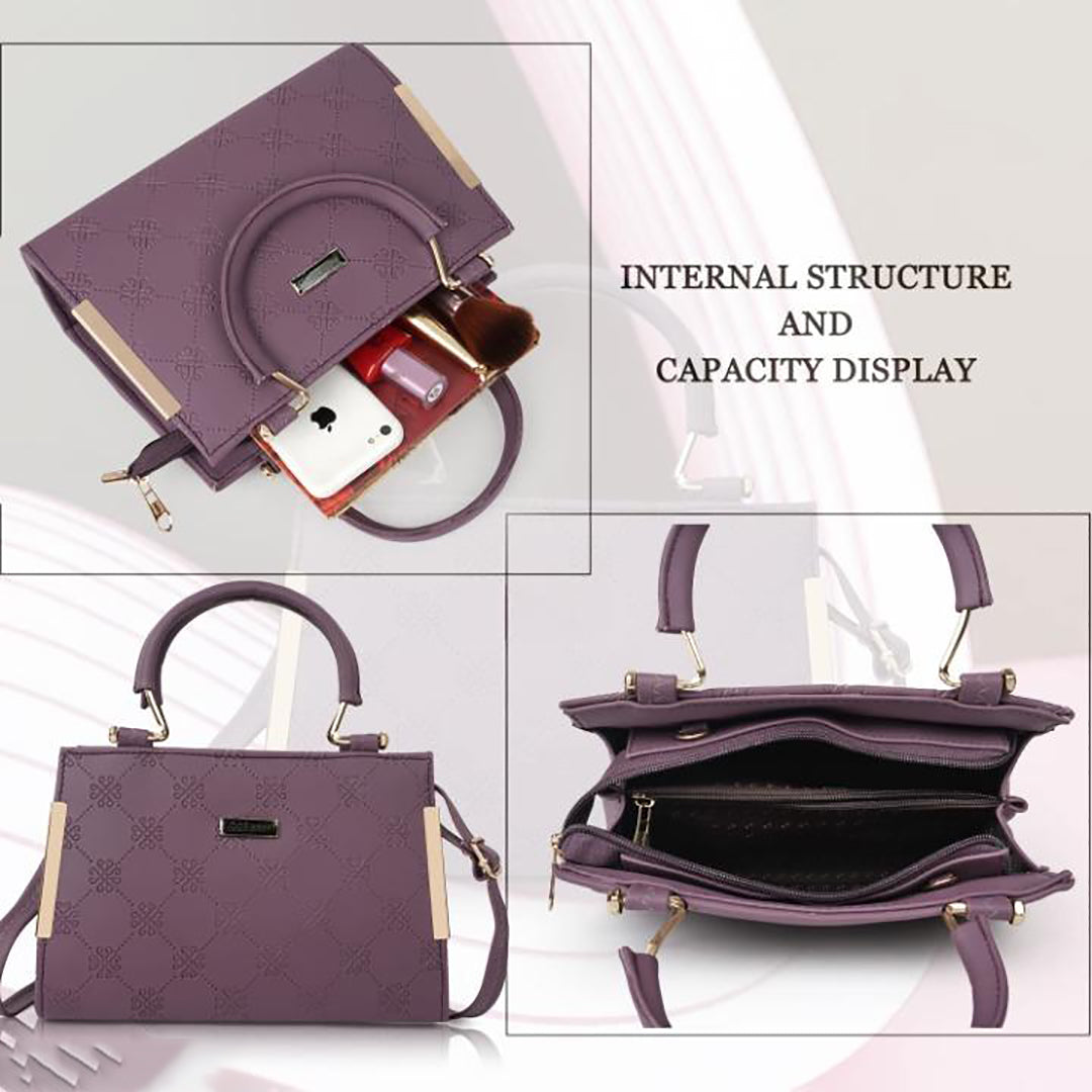 Handbag For Women And Girls Stylish violet Synthetic Bag Image 4