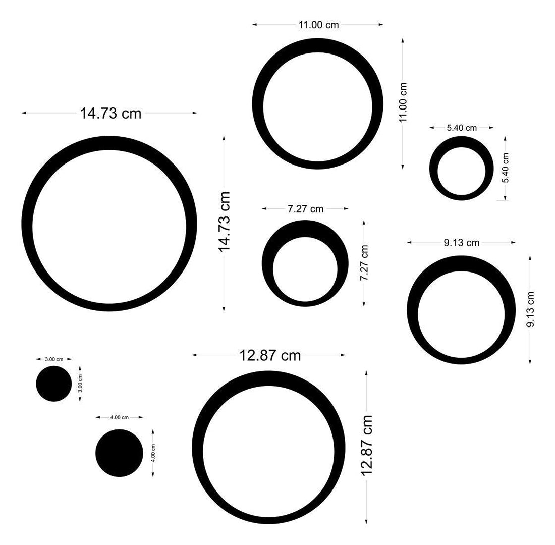 20 Rings Seven Size Gold 3D Mirror Stickers For Wall Large Size 3D Wall Mirror Sticker Mirror Wall Stickers For Living Room Hall Bed Room Home Image 2