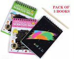 Small Rainbow Scratch Notebook Paper Magic Doodle Note Pad For Kids Arts Crafts Painting Sketching With Wooden Pencil Pack Of 3 Image 1