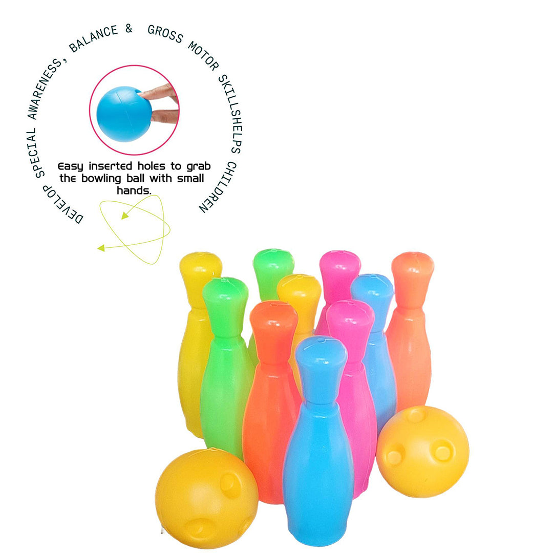 Bowling Pin Set Engaging Indoor Outdoor Learning Game Plastic Bowling Playset 12 Pieces Image 2