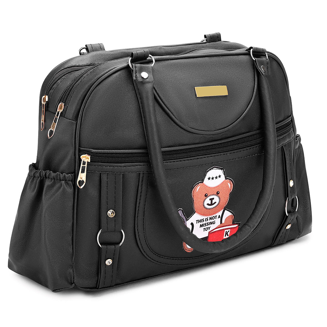 Handbag For Women And Girls Stylish Black PU Leather Bag Image 1