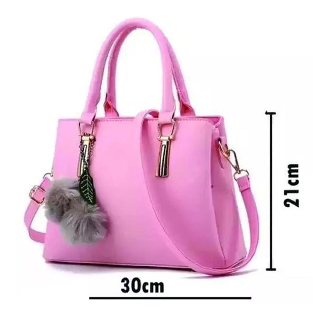 Handbag For Women And Girls Stylish Pink PU Leather Bag Image 3