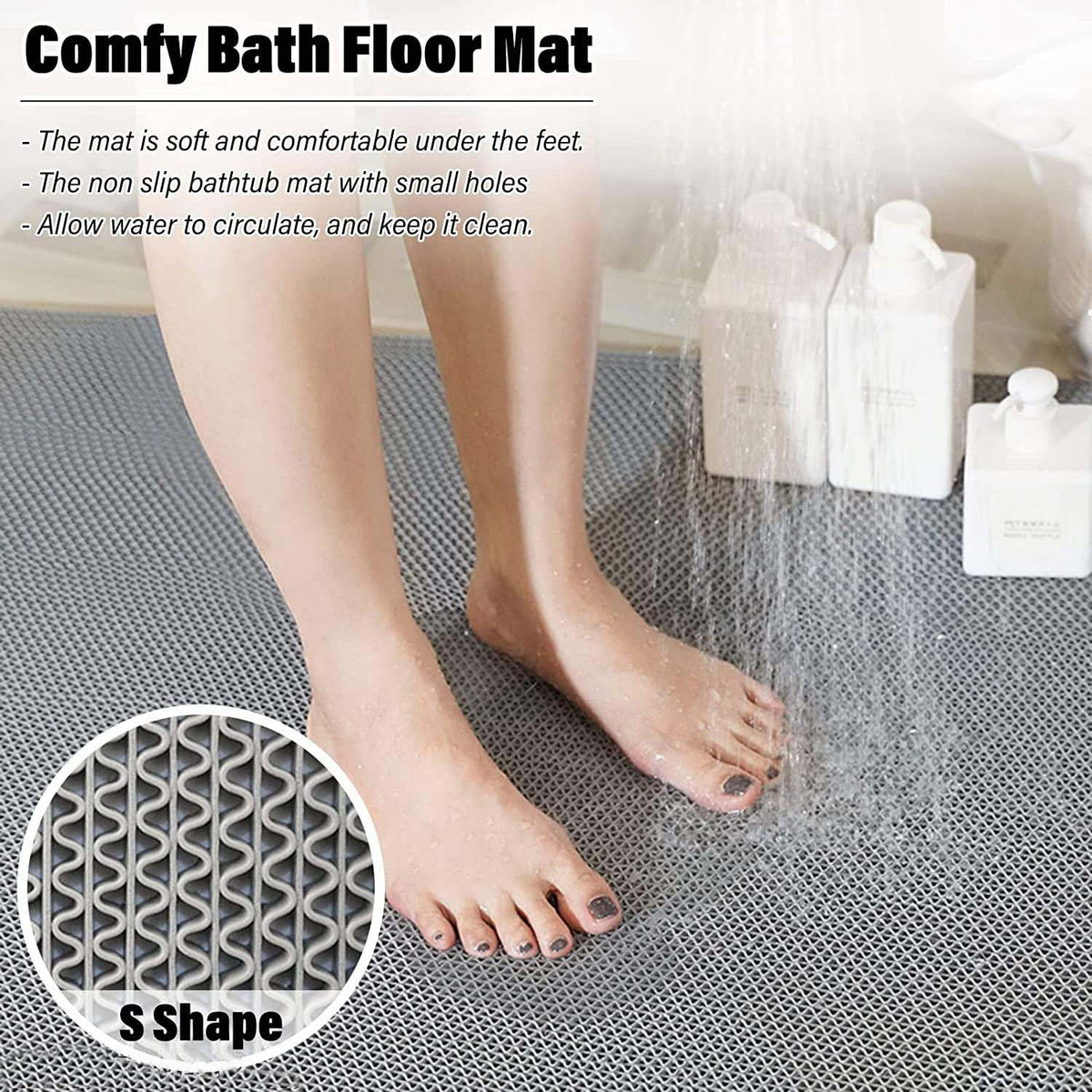Rubber Anti-Slip Doormat for Home & Bathroom Entrance Grey Rectangular Mat (2x4 Feet) Image 4