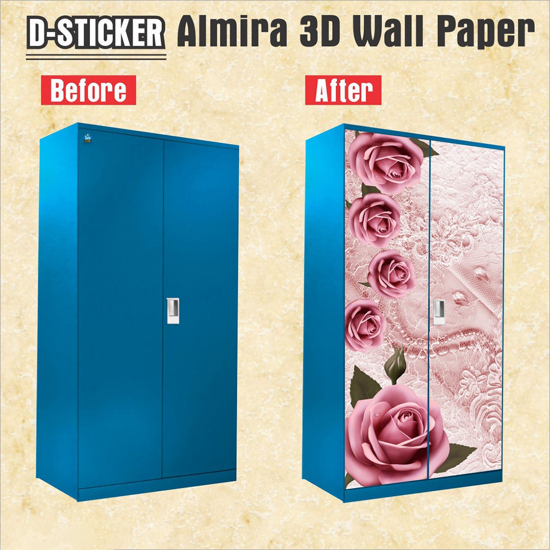 Wallpaper Stickers For Home Decoration Rose Art Trendy Almirah Stickers Size 213X99Cm Wardrobe Stickers For Home Decoration Image 2