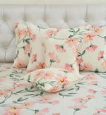 Cotton (90x100 Inch) Double Size Bedsheet With 2 Pillow Cover in White & Pink Color Image 1