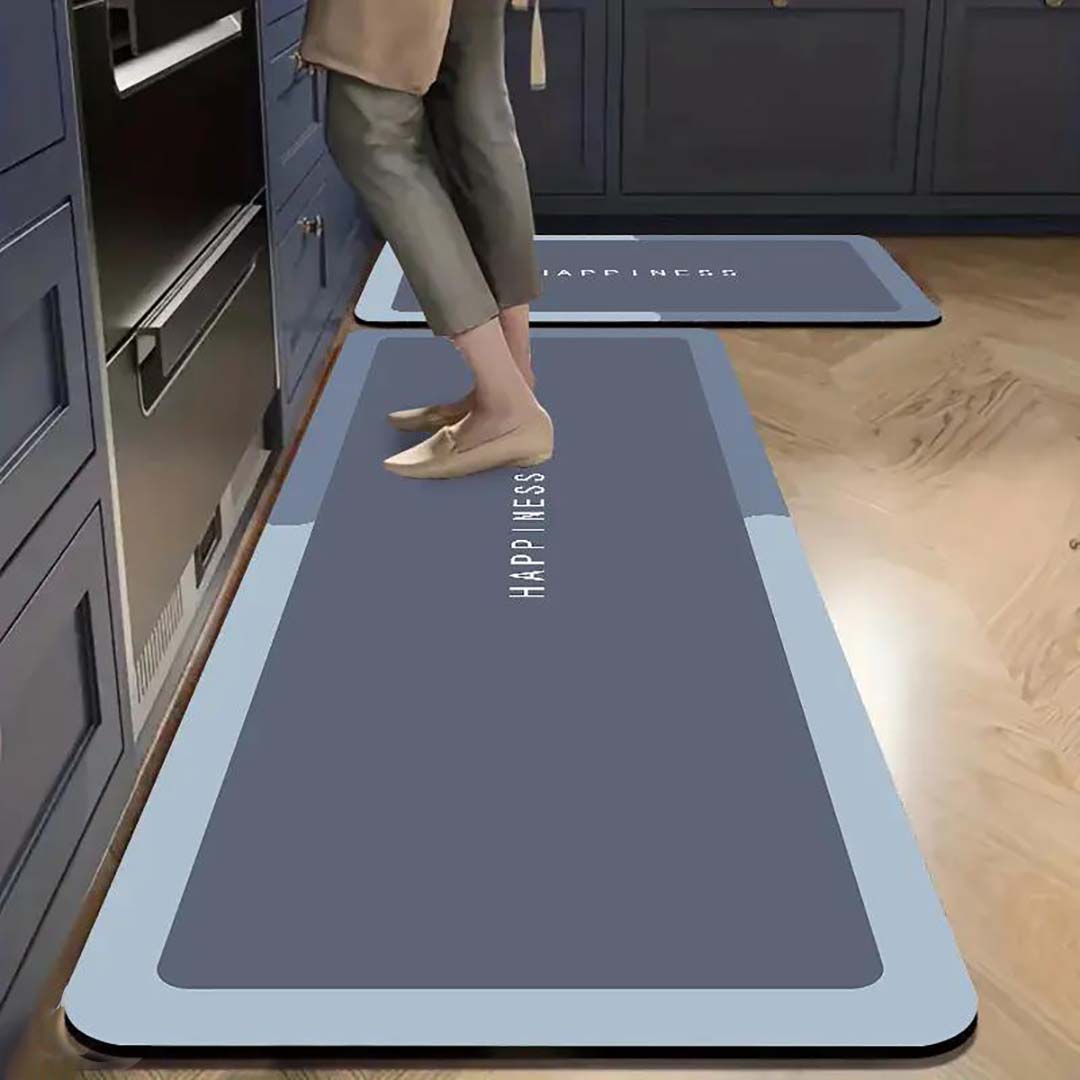 Memory Foam Anti-Slip Doormat for Home & Bathroom Entrance Grey Rectangular Mat (120x40 & 40x60 cm) 2 Pcs Image 2