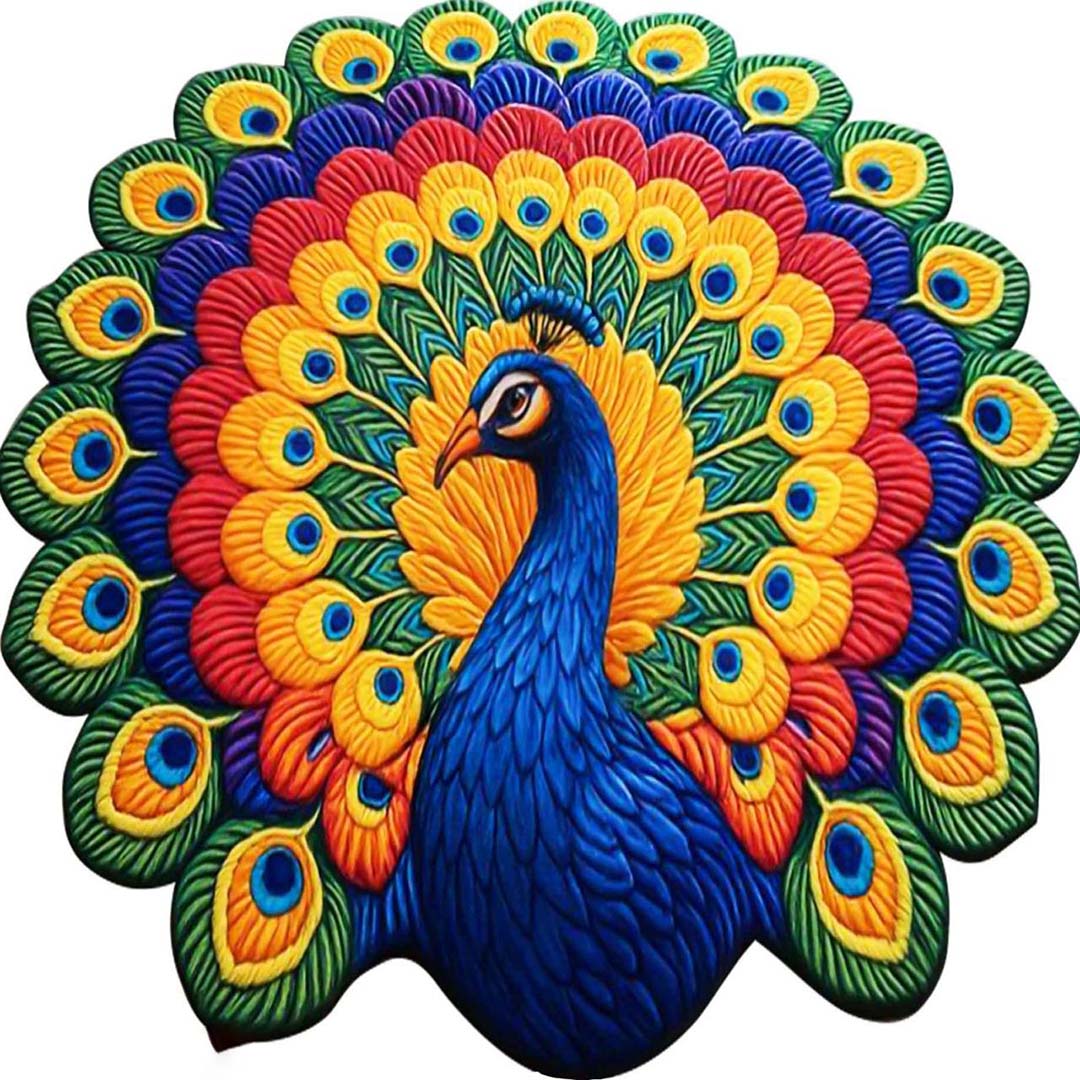 Rubber Anti-Slip Doormat for Home & Bathroom Entrance Multicolor Peacock Mat (45x70 cm) Image 4