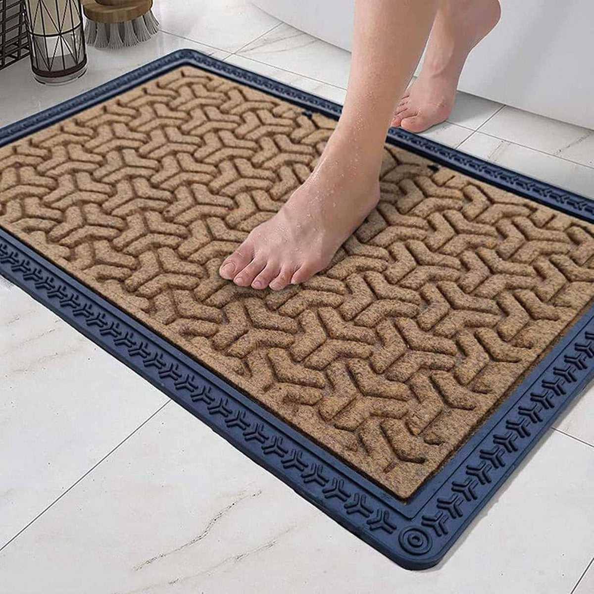 Rubber Anti-Slip Doormat for Home & Bathroom Entrance Grey Rectangular Mat (40x60 cm) Image 2
