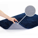 Shaggy Anti-Slip Doormat for Home & Bathroom Entrance Navy Blue Rectangular Mat (16x26 Inch) Image 4