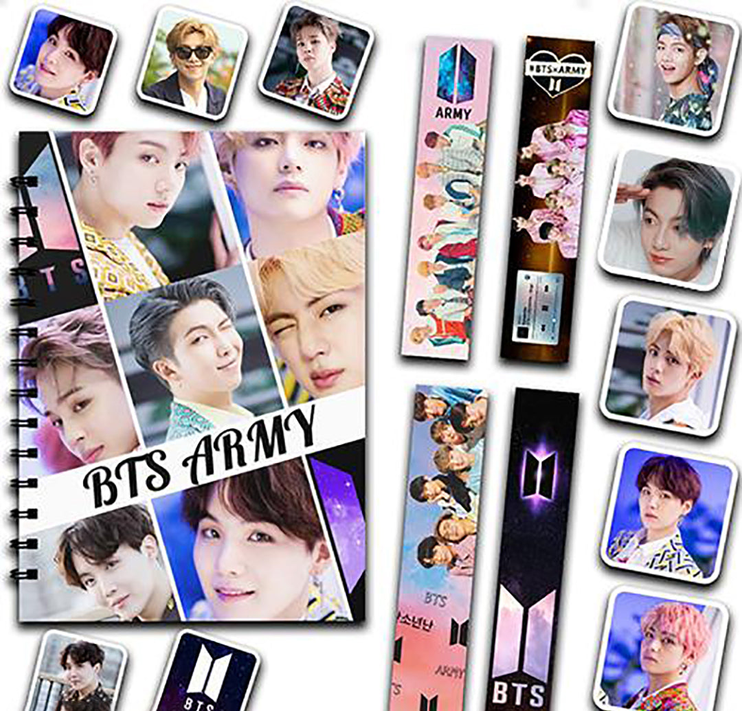 Bts Boys Printed Notebook Diary Bangton Wirebound Bookmark Stickers 68Inch A5 Note Book Unrulled 160 Pages Image 1