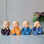 Pickartme Little Baby Monk Set Of 4 Monk Set Cartoon Little Monk Set Home Decor Car Dashboard Ornament Toy Home Gift Decorative Showpiece Image 1