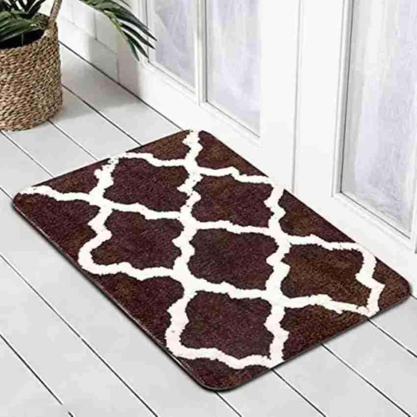 Microfiber Anti-Slip Doormat for Home & Bathroom Entrance Brown Rectangular Mat (38x58 cm) Image 3